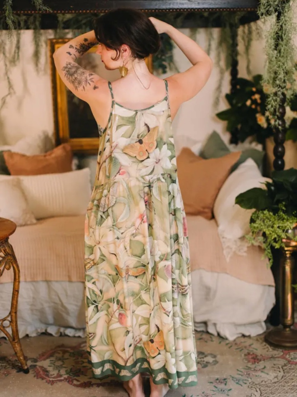 Fleur De Soleil Bohéme Long Maxi Slip Dress w/ Florals by Market of Stars - Picture 10 of 15